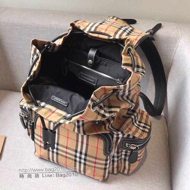 Burberry專櫃新款雙肩包 巴寶莉Vintage格紋棉質大格子雙肩後背包  db1092